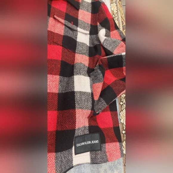 Calvin Klein Red and Black Plaid Jacket - Picture 6 of 10